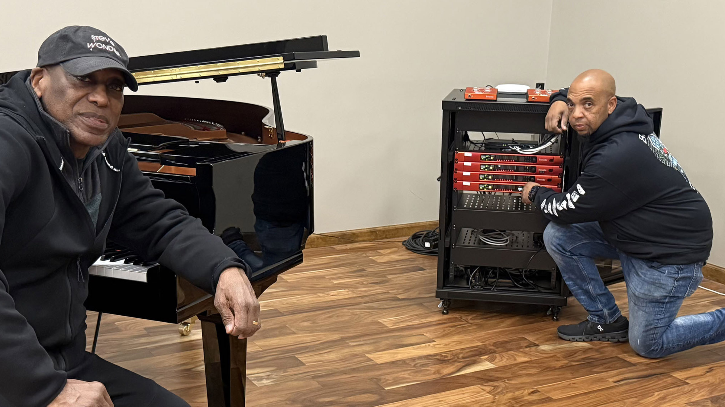 Pictured L-R: Dr. Henry Panion III, award-winning composer, conductor, producer (Audiostate 55 Recording Studios) and distinguished University Professor of Music and Director of Music Technology at University of Alabama at Birmingham (UAB); and James Bevelle, Chief Audio Engineer at both Audiostate 55 and the UAB Recording Studio and Music Tech Program.