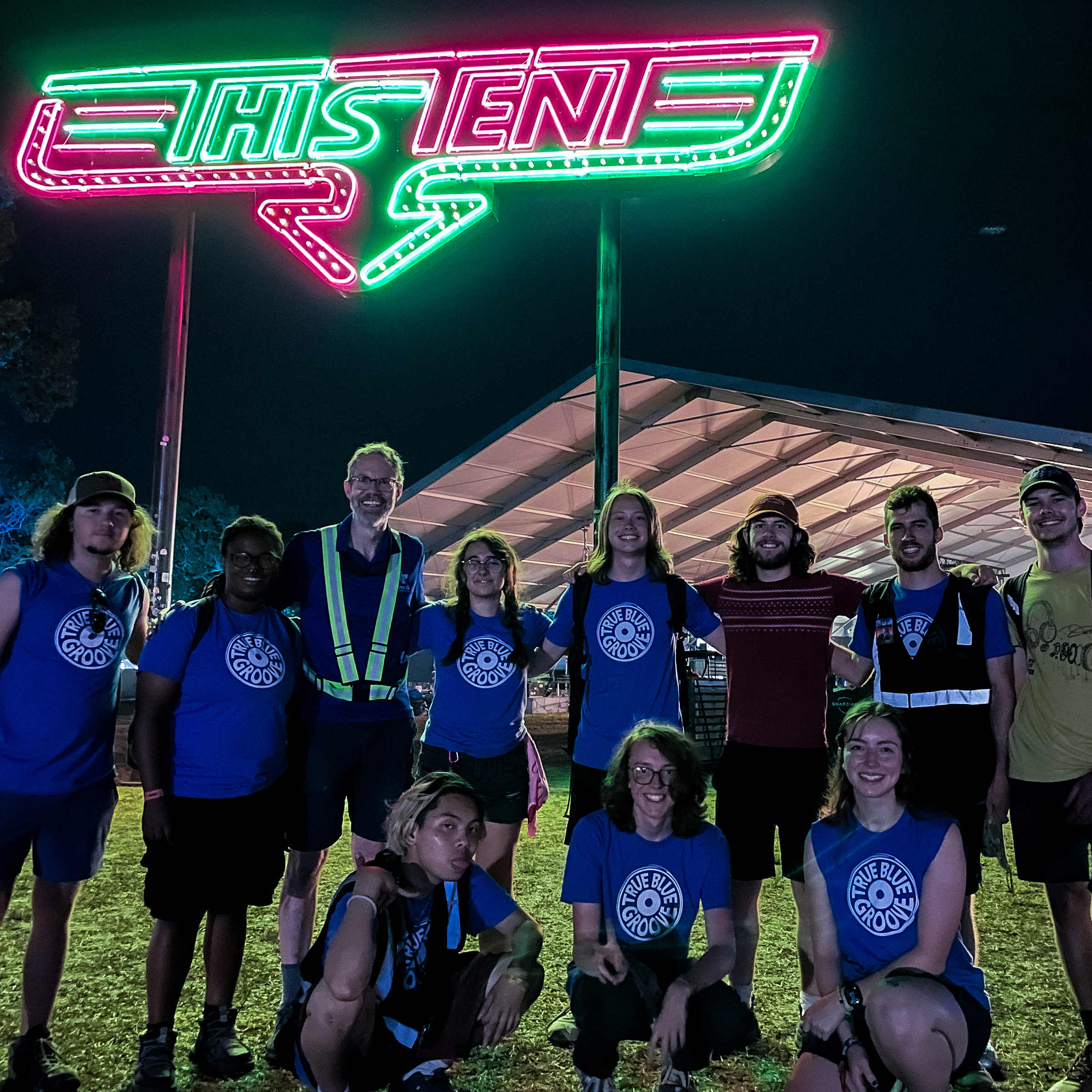 Michael Fleming, Professor of Audio Production, Department of Recording Industry (third from left), shown with the MTSU student audio team at Bonnaroo 2024