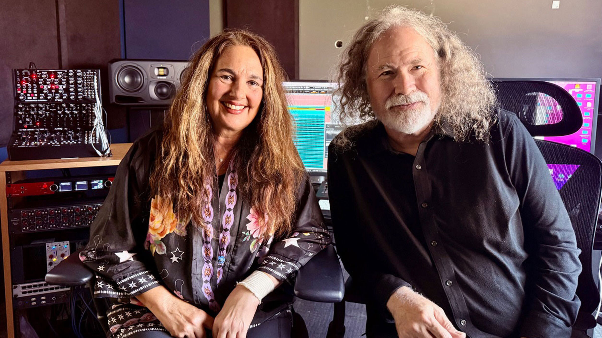 Starr Parodi and Jeff Fair, pictured in their new writing room at Sonic Fuel Studios in El Segundo, CA.