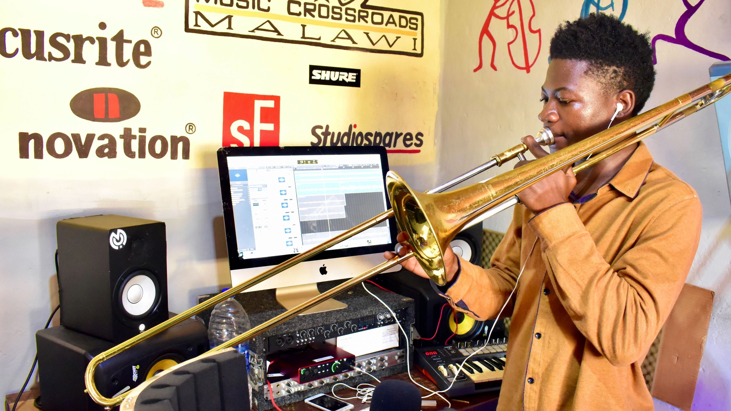 A trumpet player at Music Crossroads